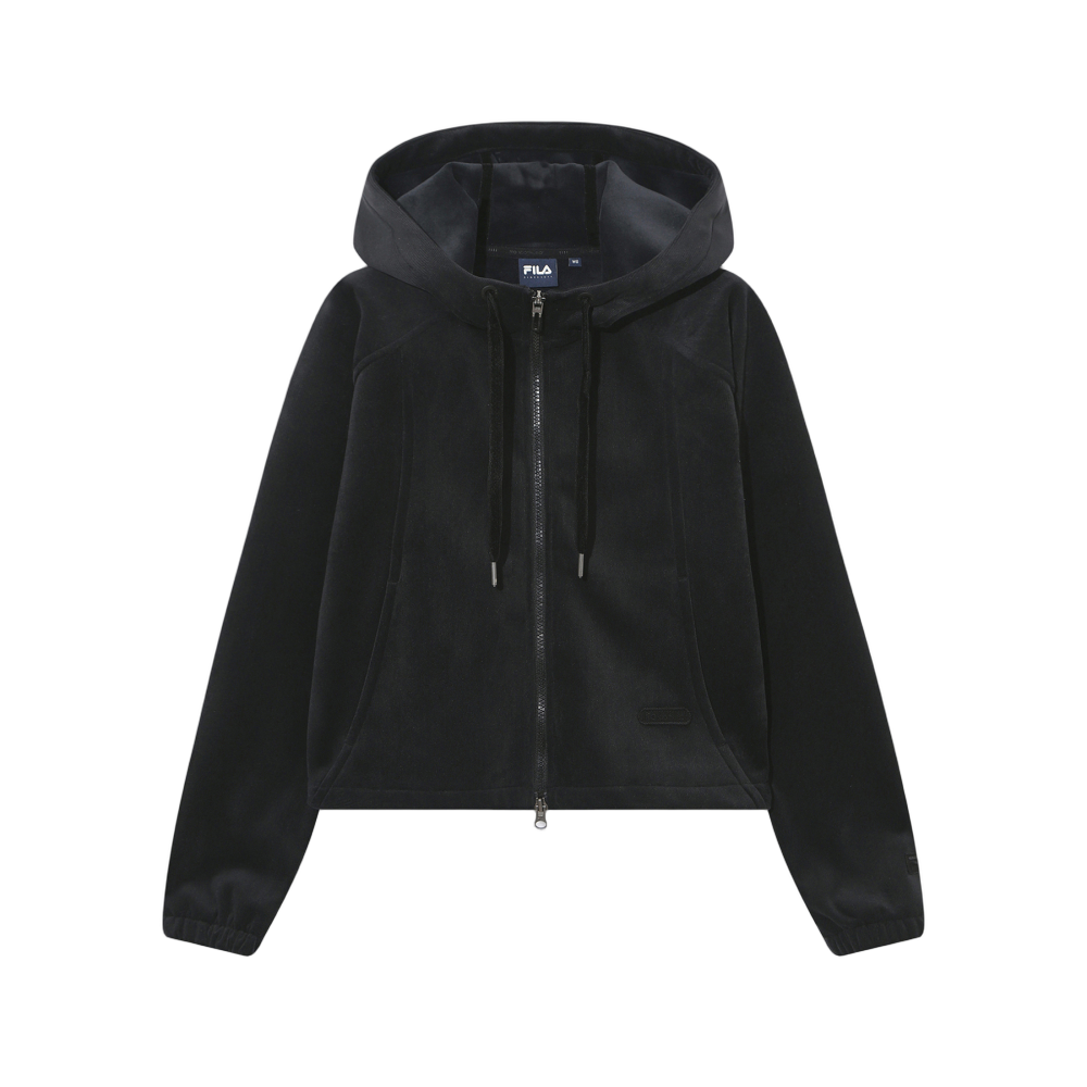 1100FS254FT02F004001 [6% 적립] FILA Velour Corduroy Hoodie Zip-Up Black