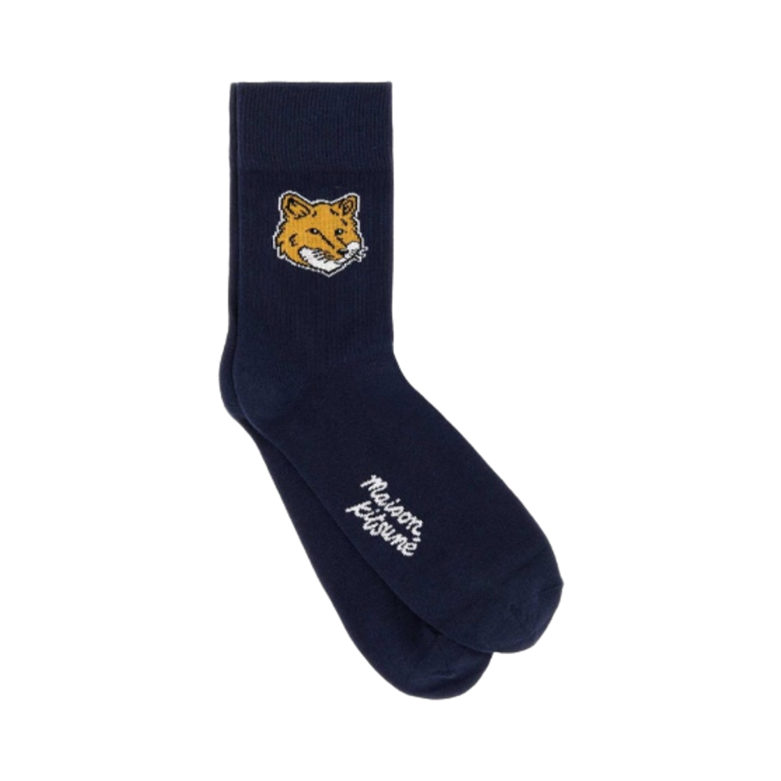 MM06405KT0010-P476 Maison Kitsune Stretch Fox Head Socks Ink Blue