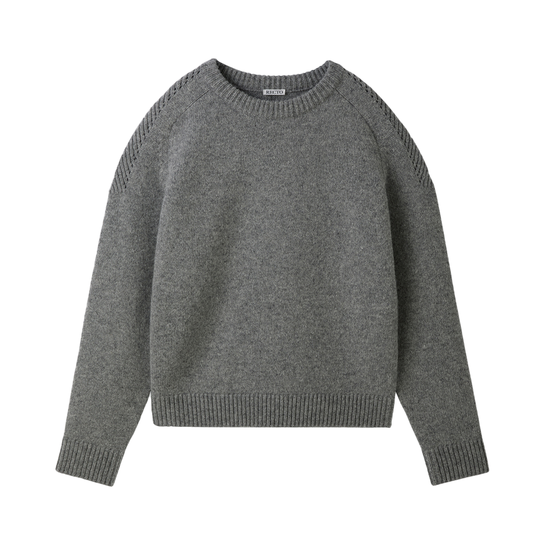 RM25WKTP006GR Recto Shetland Wool Knit Top Melange Grey