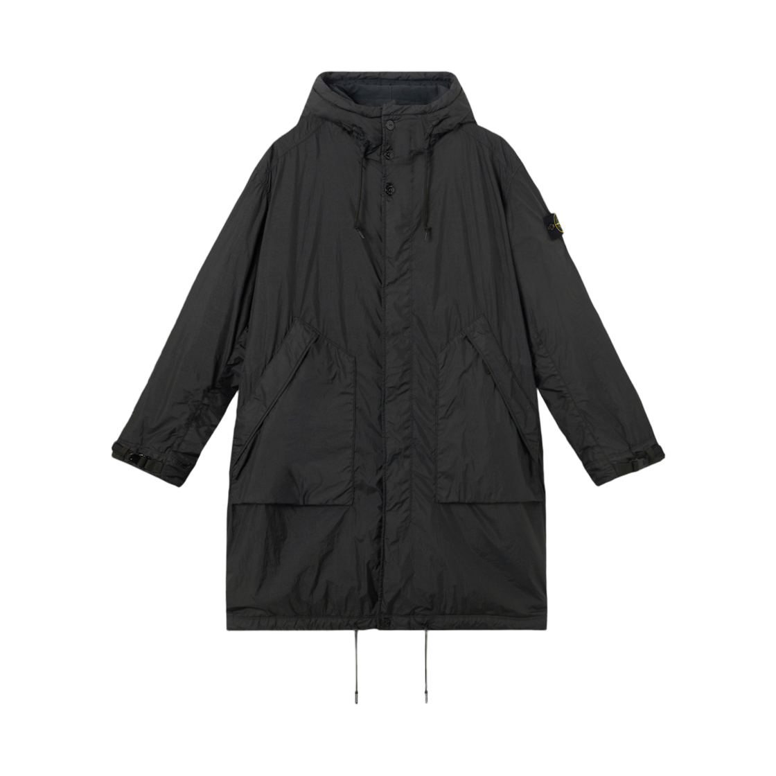 스톤 아일랜드 7100003 크링클 랩스 NY 리사이클 나일론 패딩 후드 파카 안티 드롭 앤 윈드 레지스턴스 블랙 - 25FW(Stone Island 7100003 Crinkle Reps NY Recycled Nylon Padded Hooded Parka with Anti-Drop and Wind Resistance Black - 25FW) - 1