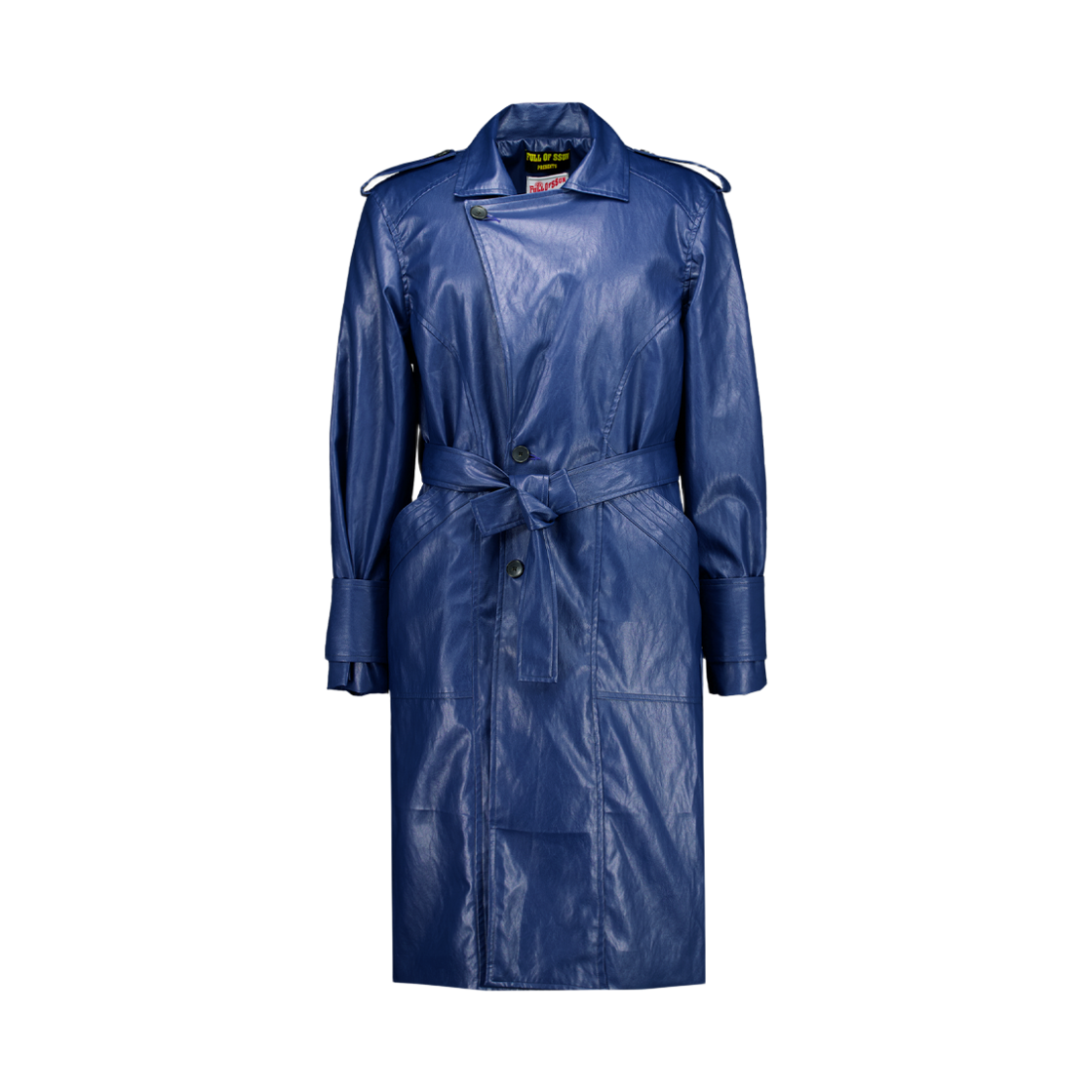 풀오브썬 커브 레더 트렌치 코트 블루(Full of Ssun Curved Leather Trench Coat Blue)