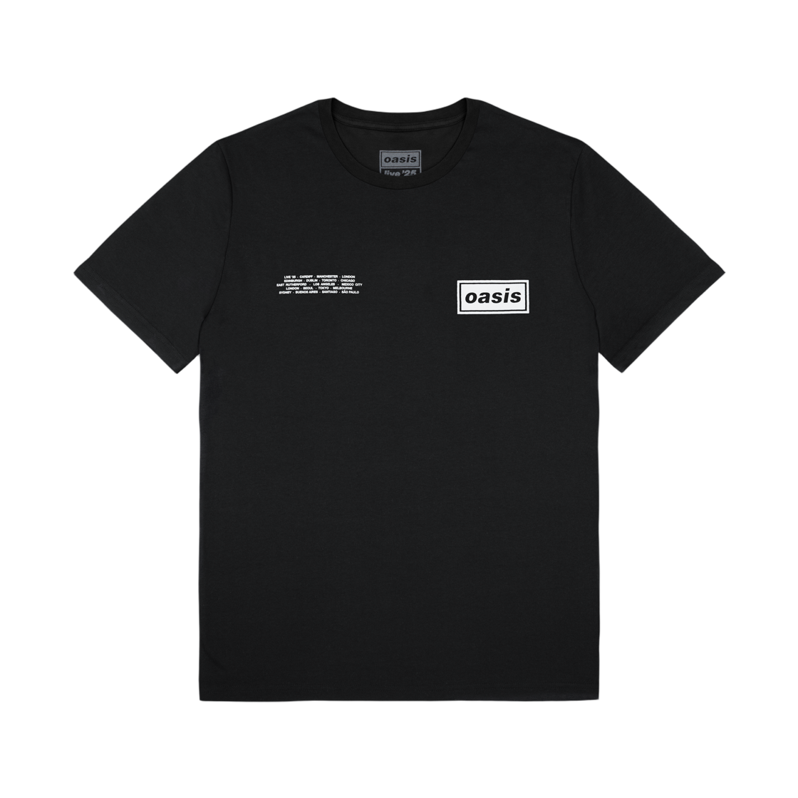 오아시스 라이브 '25 글로벌 시티 로고 티셔츠 블랙(Oasis Live '25 Global Cities Logo T-Shirt Black) - 1