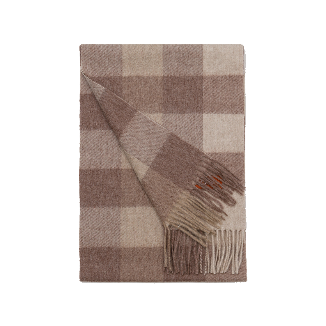 리끌로우 이니 체크 울 100% 머플러 브라운 베이지(RECLOW Eeny Check Wool 100% Muffler Brown Beige) - 2