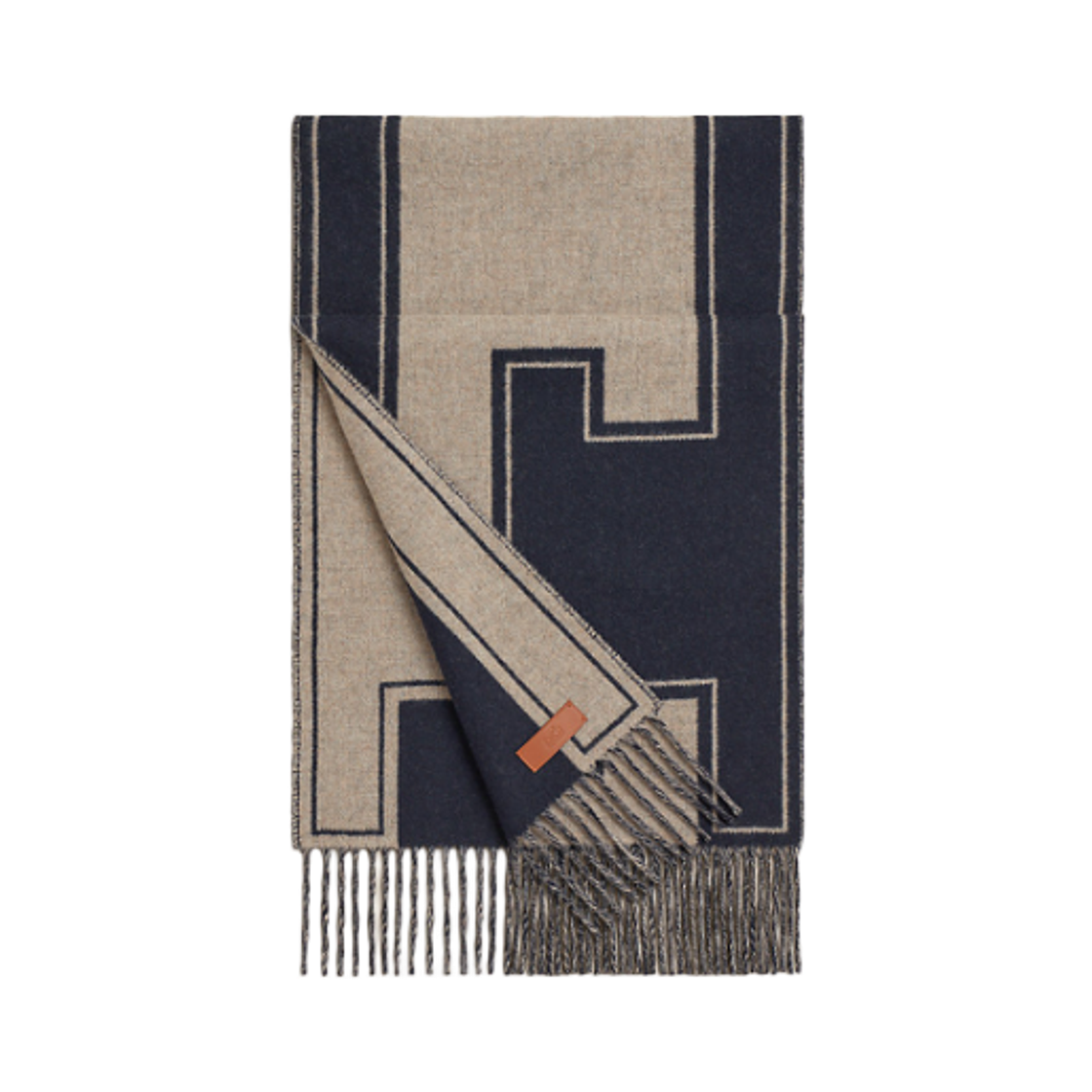 에르메스 카사크 클레 드 H 머플러 & 블루 마린 베쥬 시네(Hermes Casaque Clefs De H Muffler & Bleu Marine Beige Chine) - 1