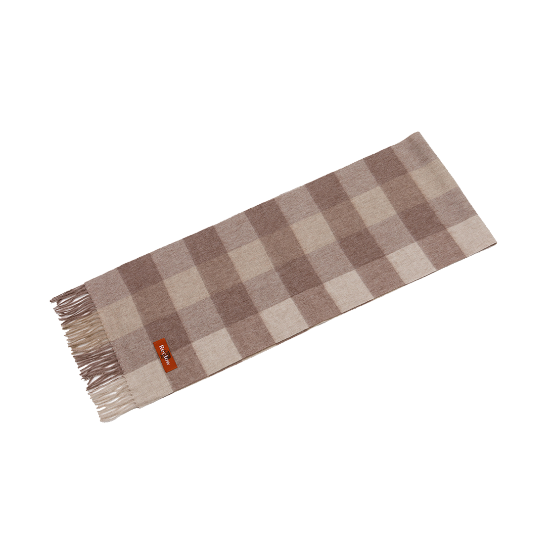 리끌로우 이니 체크 울 100% 머플러 브라운 베이지(RECLOW Eeny Check Wool 100% Muffler Brown Beige) - 3