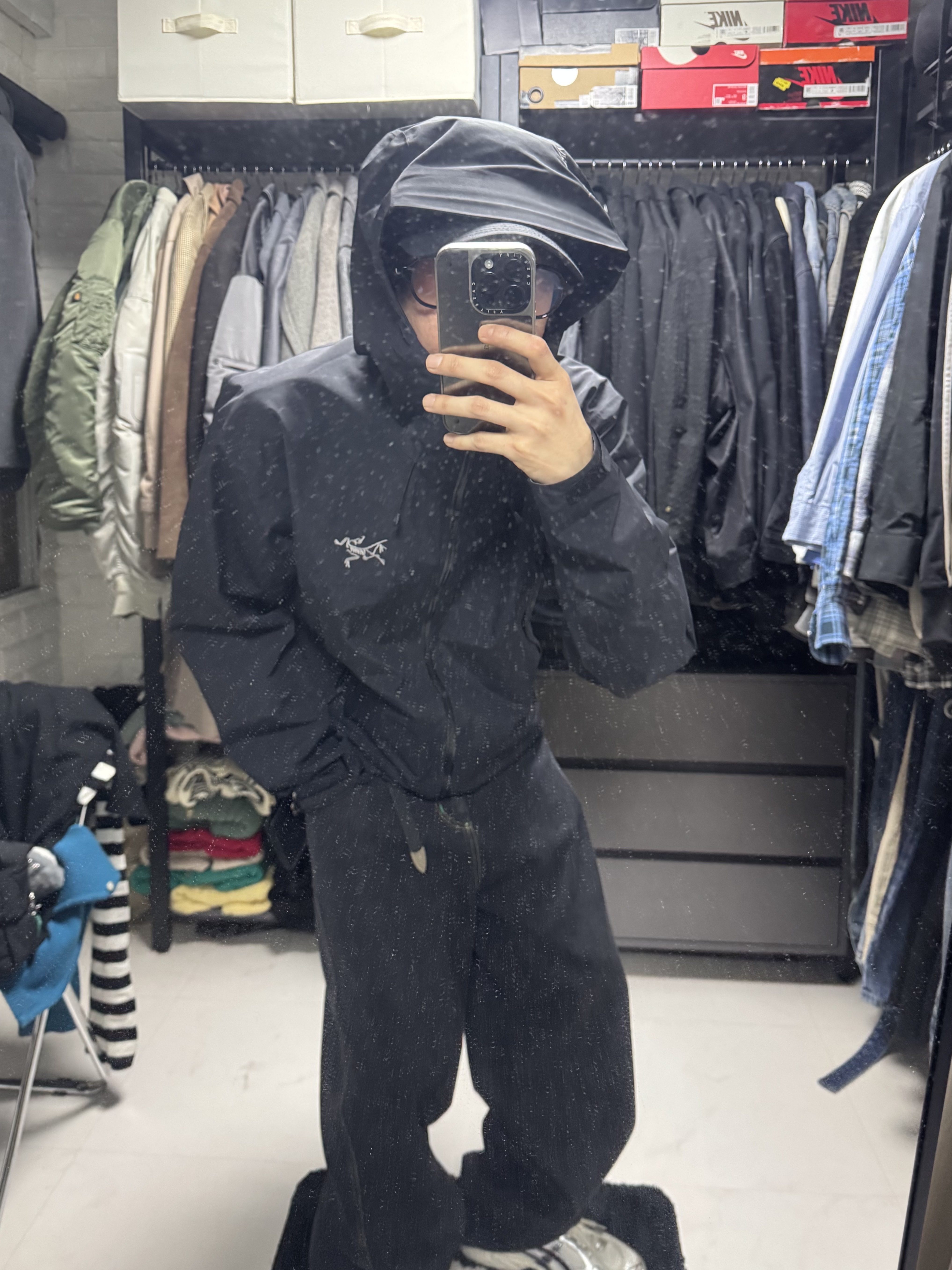 Human Made 5 Panel Nylon Cap Black, Arc'teryx Beta LT Jacket Black 착용 스타일 - 2