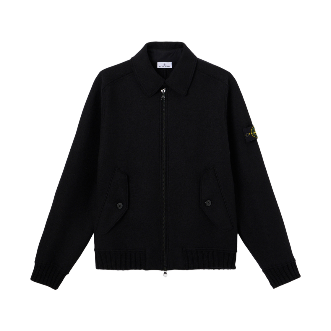 K2S1551000-60S0IN1-V0029 Stone Island 5100060 Felted RWS Wool Coach Jacket with Button-Fastened Pockets and Two-Way Zip Black - 25FW