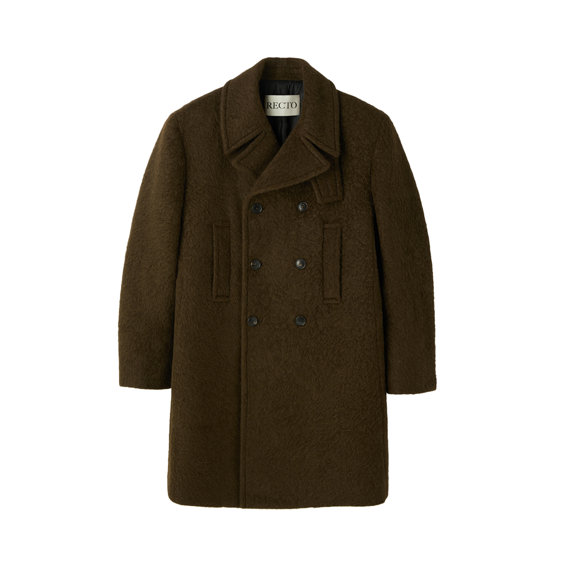 RM25WWCT005BR Recto Lama Wool Vintage Pea Coat Khaki Brown