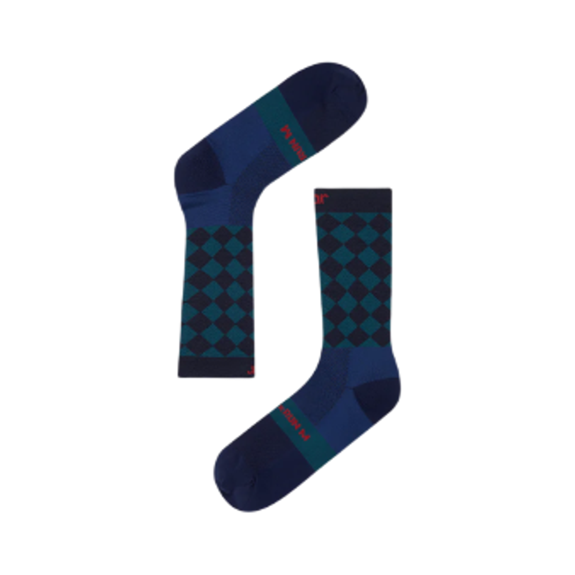 SA3MW Soar Running Diamond Crew Socks Green Navy