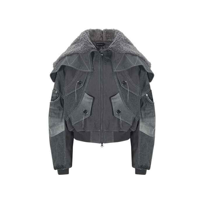 S05988 Surgery Exo-Shell Hood Denim Jacket Grey