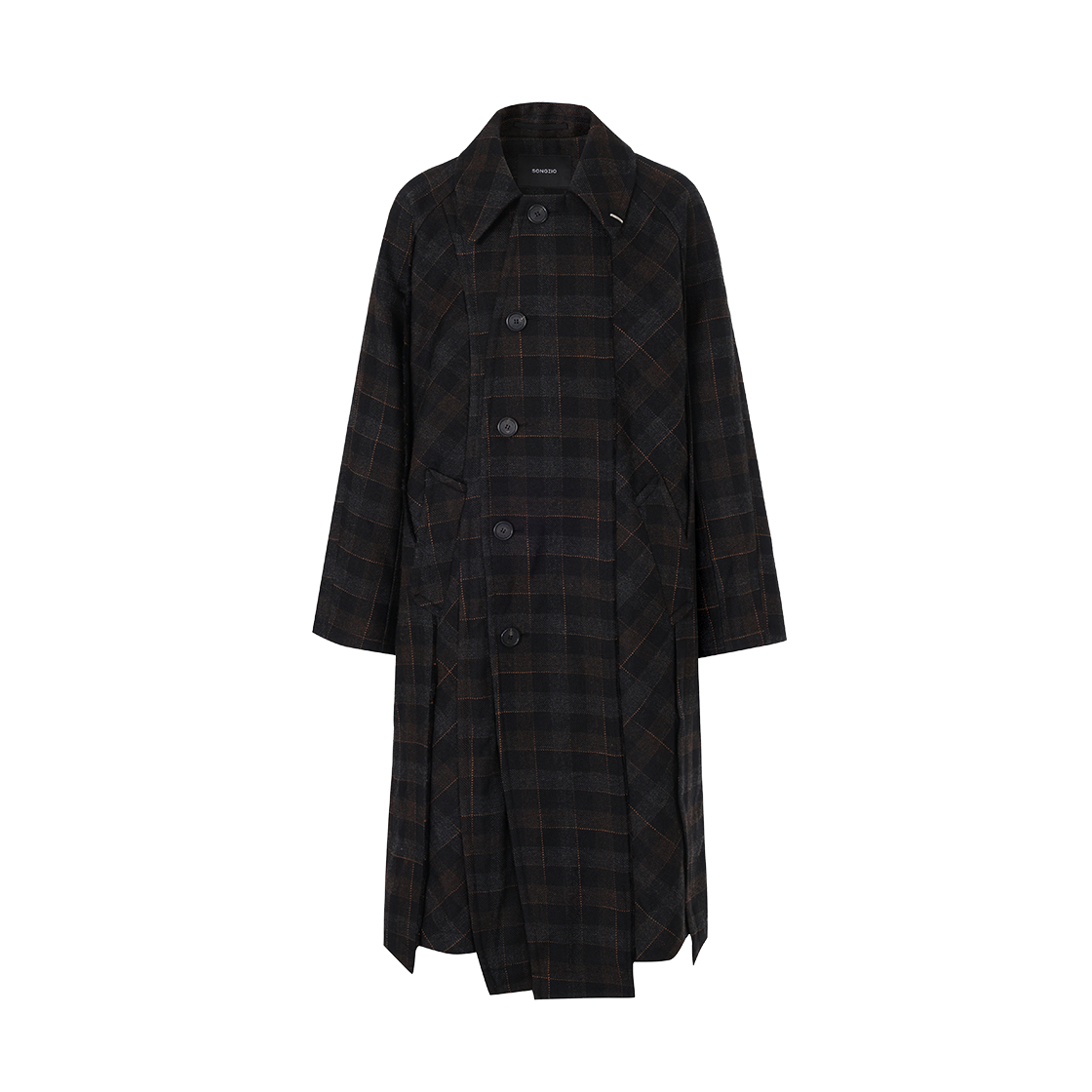 송지오 컬렉션 어시메트릭 컷 아웃 코트 브라운