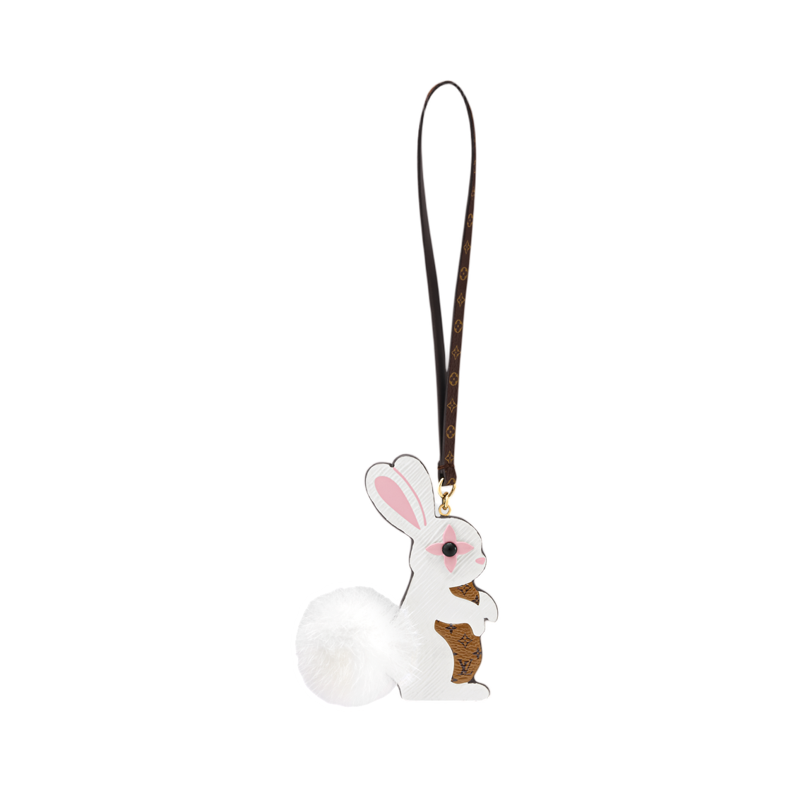 M03217 Louis Vuitton Rabbit LV Fur Friend Bag Charm White