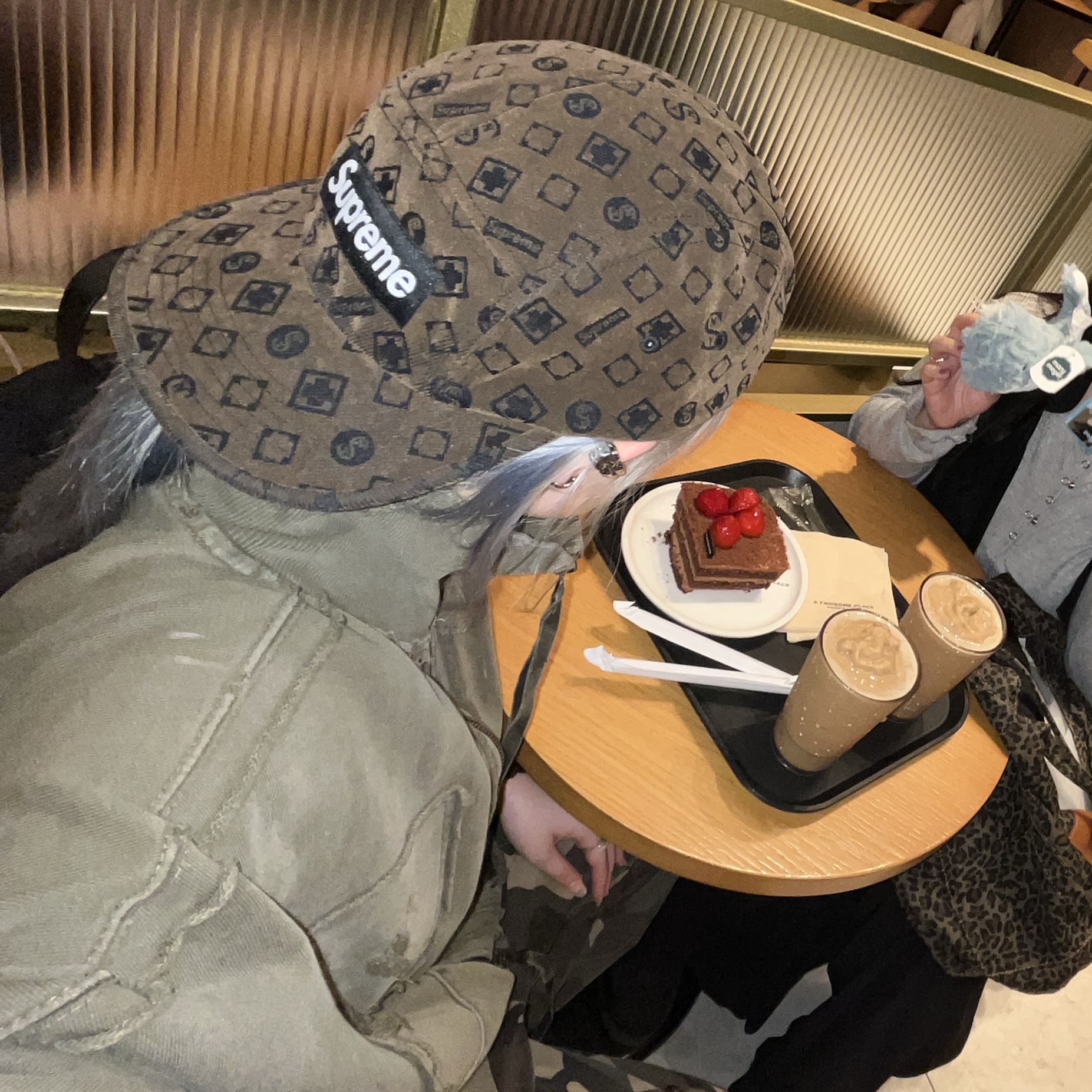 Supreme Flocked Denim Camp Cap Black - 24FW 착용 스타일 - 1