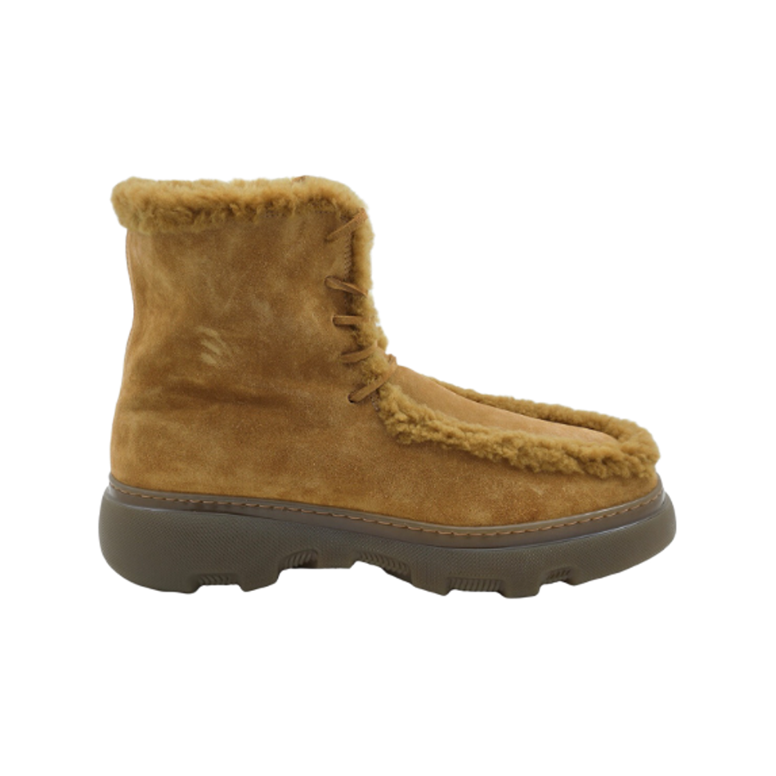 8077234 Burberry Shearling Embellished Suede Creeper Boots Yellow