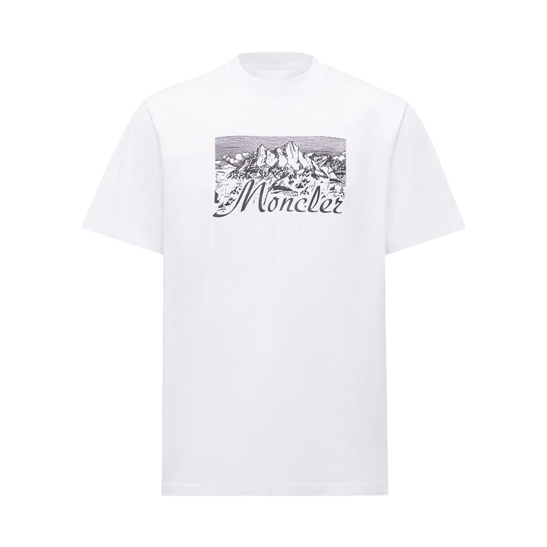 K2-091-8C00031-89AUG-00A Moncler Mountain Logo Cotton T-Shirt White - 25FW