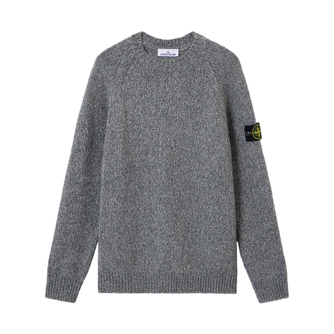 스톤 아일랜드 5100050 팬시 얀 물리네 울 크루넥 점퍼 래글런 슬리브 시멘트 멜란지 - 25FW