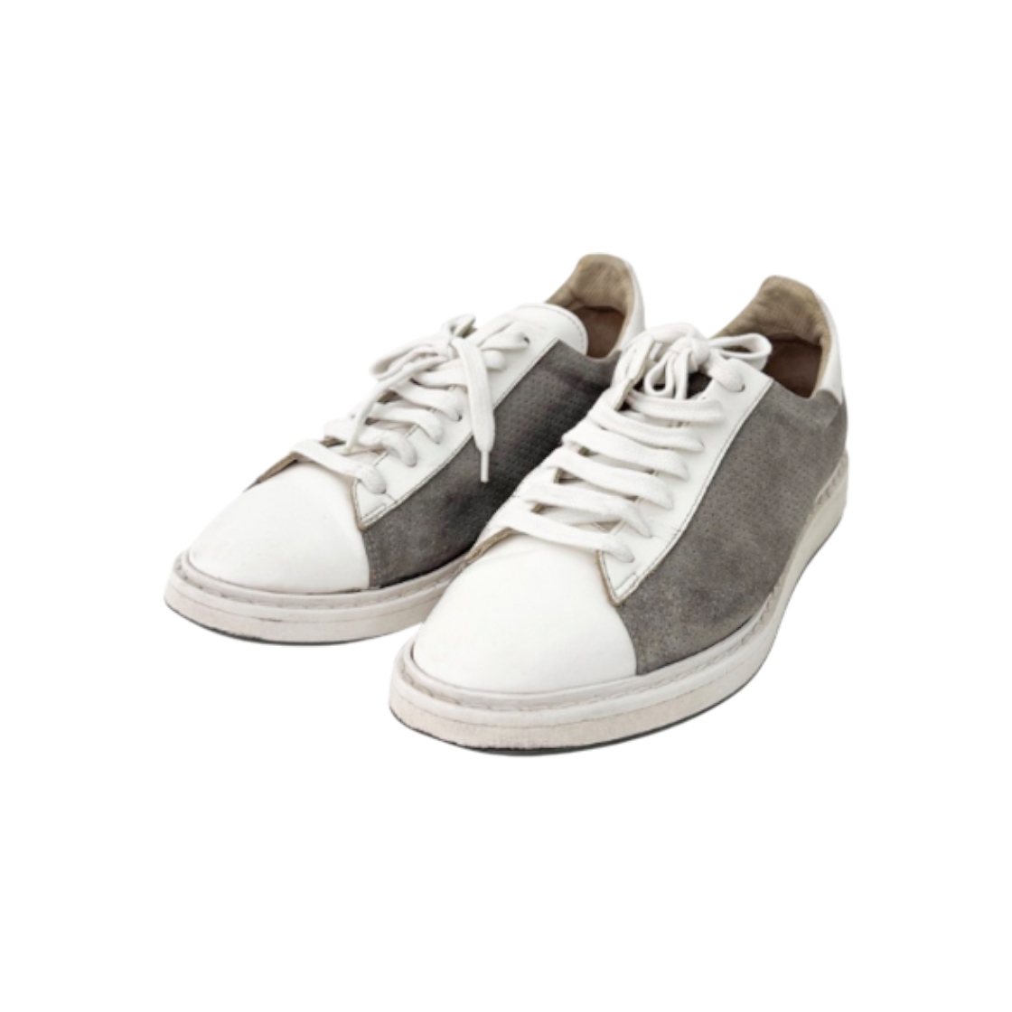 ITF3LNJQWAA9 Brunello Cucinelli Gray Leather Suede Low Top Sneakers