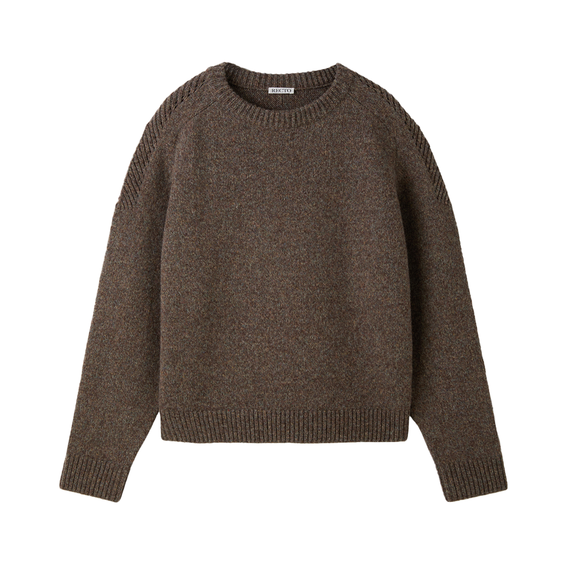 RM25WKTP006BR Recto Shetland Wool Knit Top Melange Brown