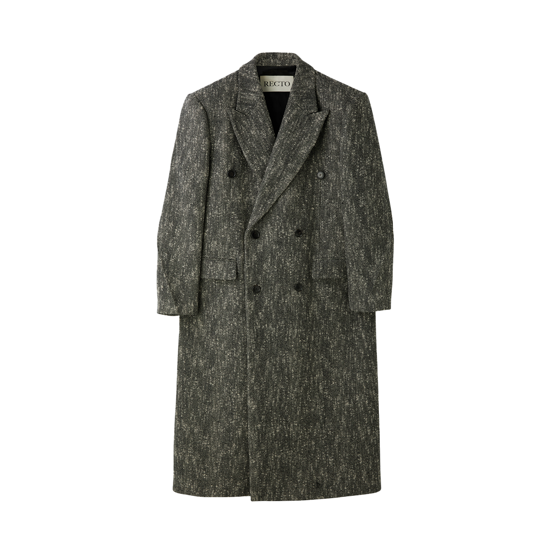 RM25WWCT006BK Recto Herringbone Double Breasted Coat Black