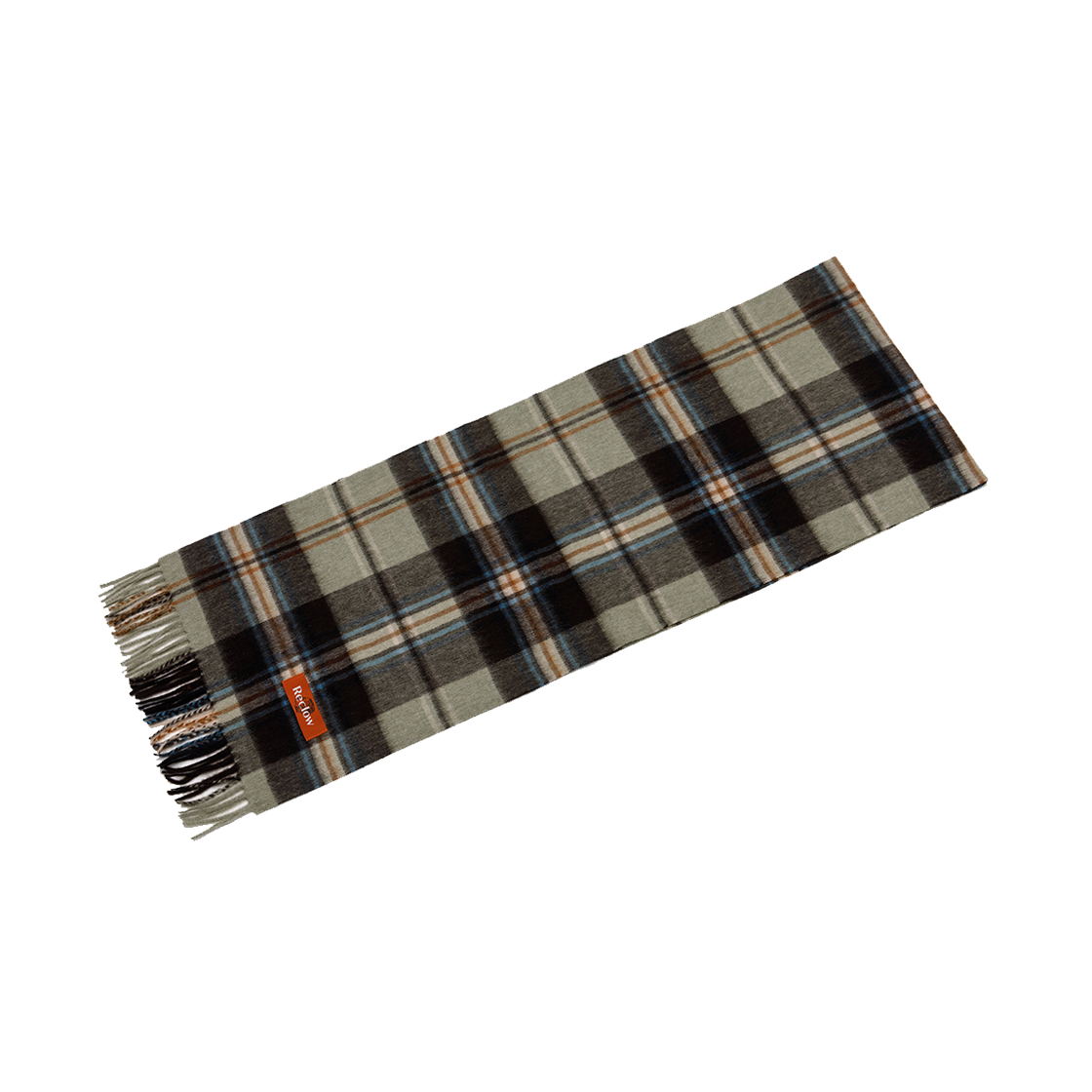 리끌로우 이니 체크 울 100% 머플러 올리브 브라운(RECLOW Eeny Check Wool 100% Muffler Olive Brown) - 3