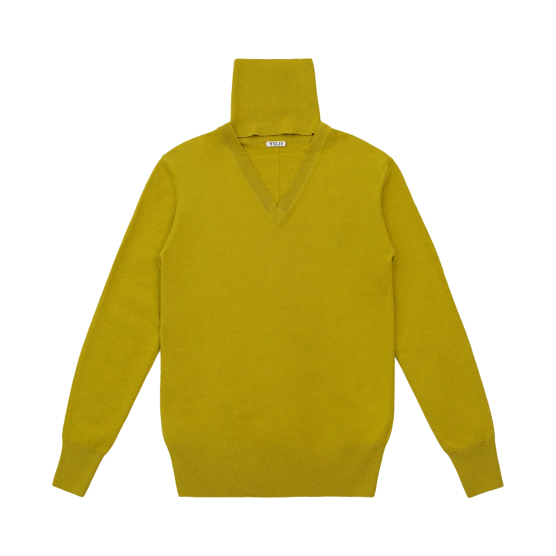 YJ-C02-KT001-W YUJI V-Neck High Knit Top Pond Green