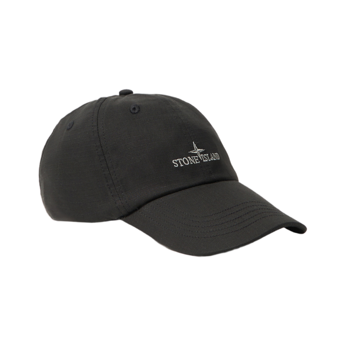 K2S1591000-15S0154-V0029 Stone Island 9100015 Ripstop Cotton Cap Baseball Cap with Overstitch Logo and Metal Clip Black - 25FW