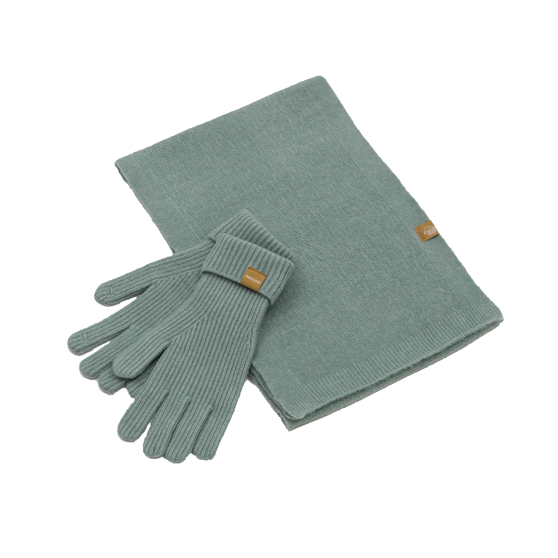 리끌로우 니트장갑 머플러 세트 터쿼이즈(RECLOW Knit Gloves Muffler Set Turquoise)