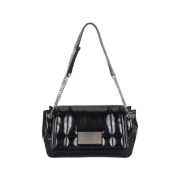 Matin Kim Glossy Quilting Medium Chain Bag Black