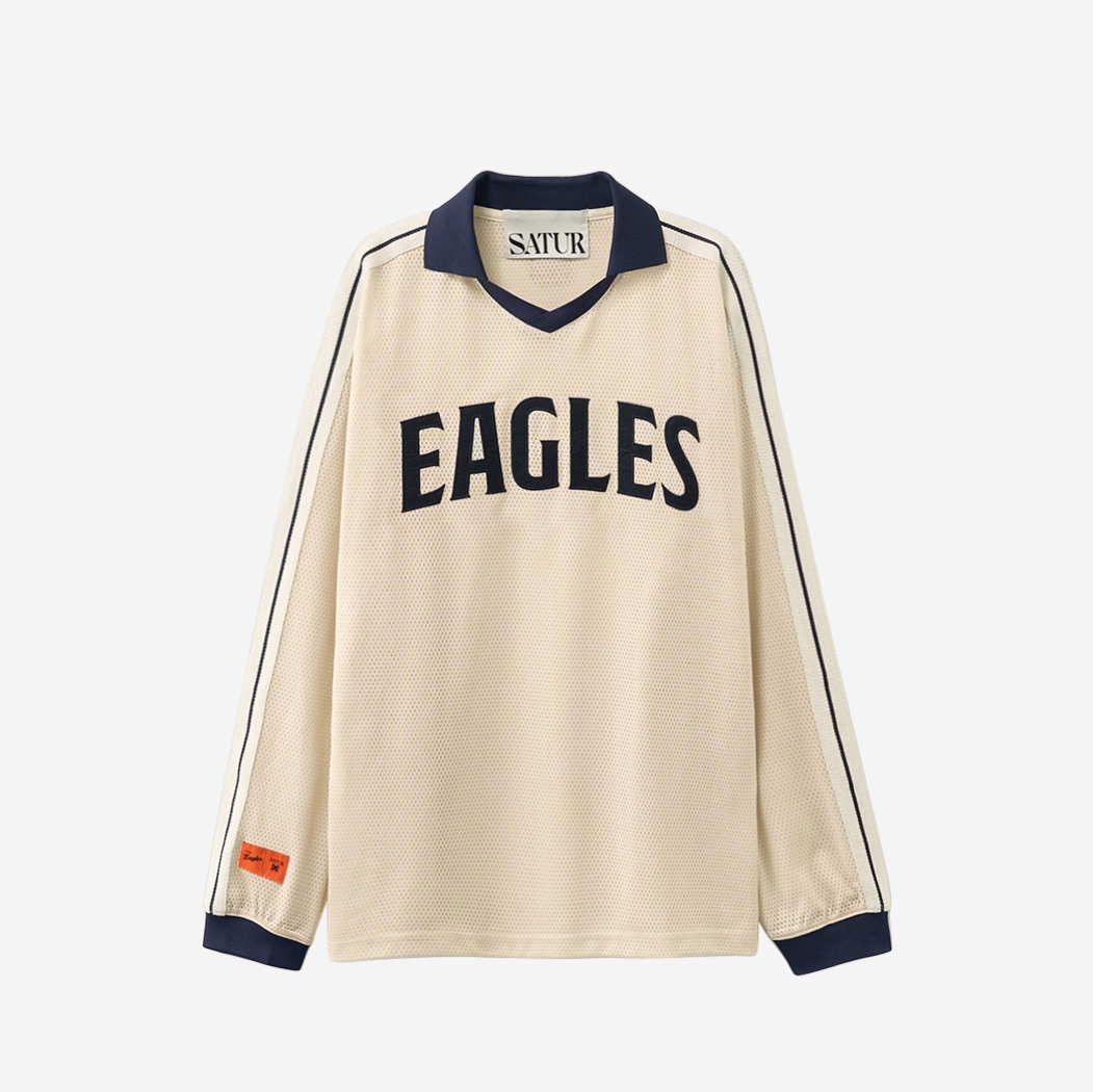 Satur x Hanwha Eagles Lausanne Over Size Mesh Jersey Cream 착용 스타일