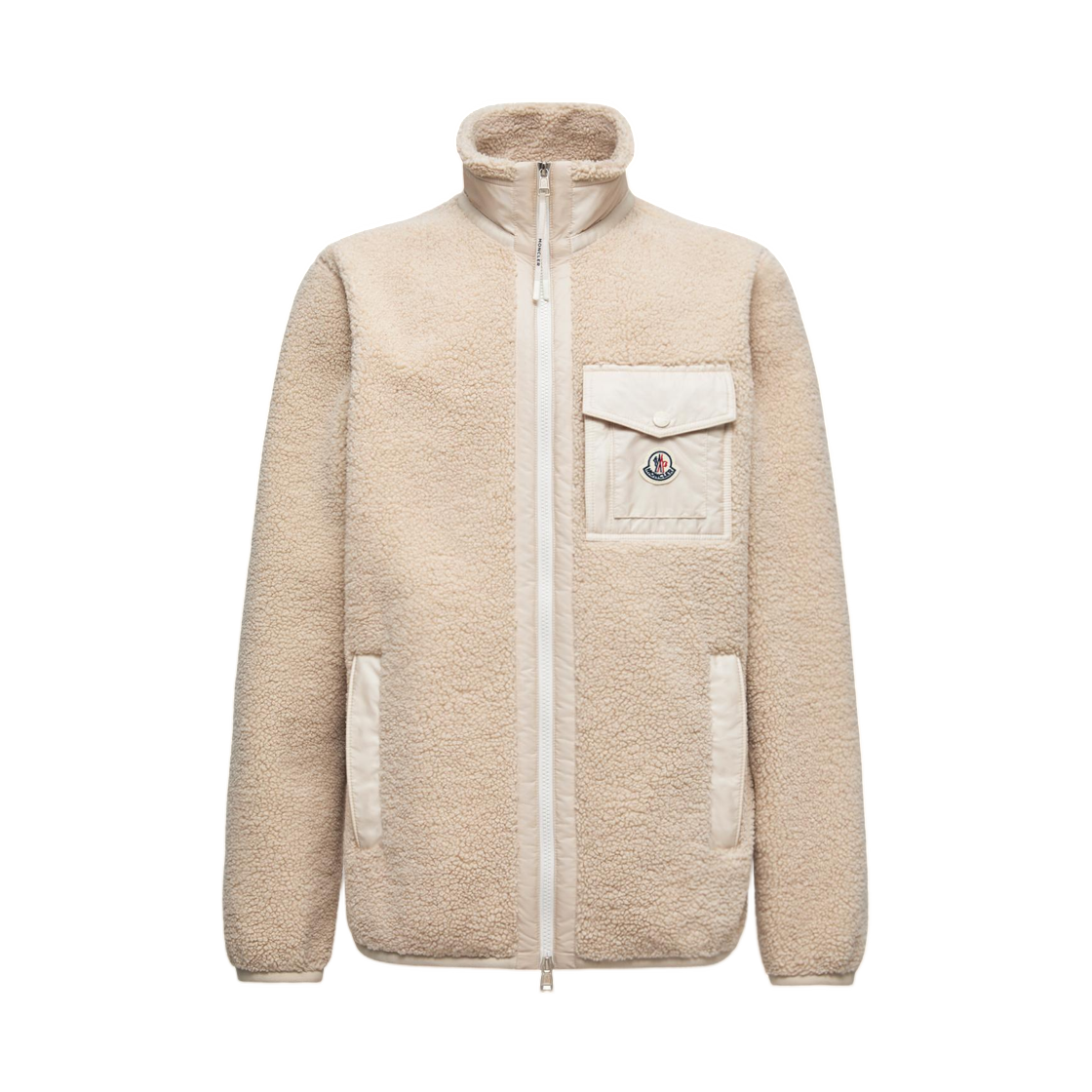 몽클레르 테디 집업 스웨트셔츠 포켓 라이트 베이지 - 25FW(Moncler Teddy Zip Up Sweatshirt with Pocket Light Beige - 25FW) - 1