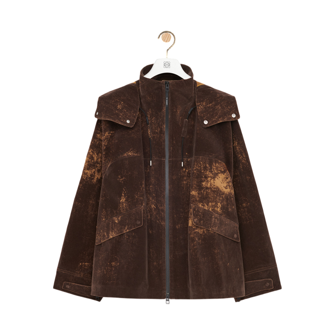 H929Y02X15-3270 Loewe x On Running Jacket In Flocked Technical Shell Chocolate Brown