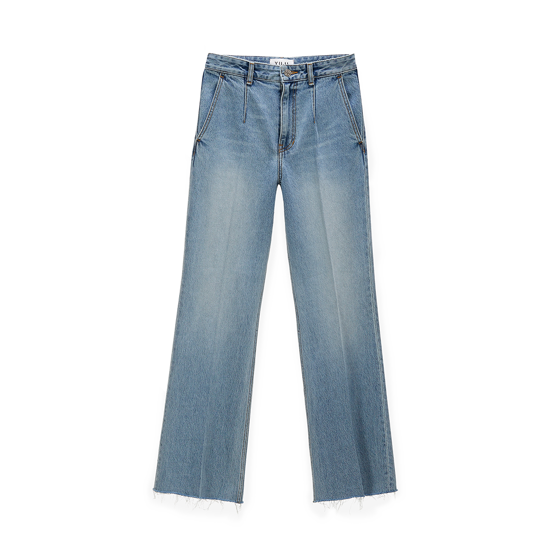 유지 로우 엣지 플레어드 데님 블루(YUJI Raw Edge Flared Denim Blue)