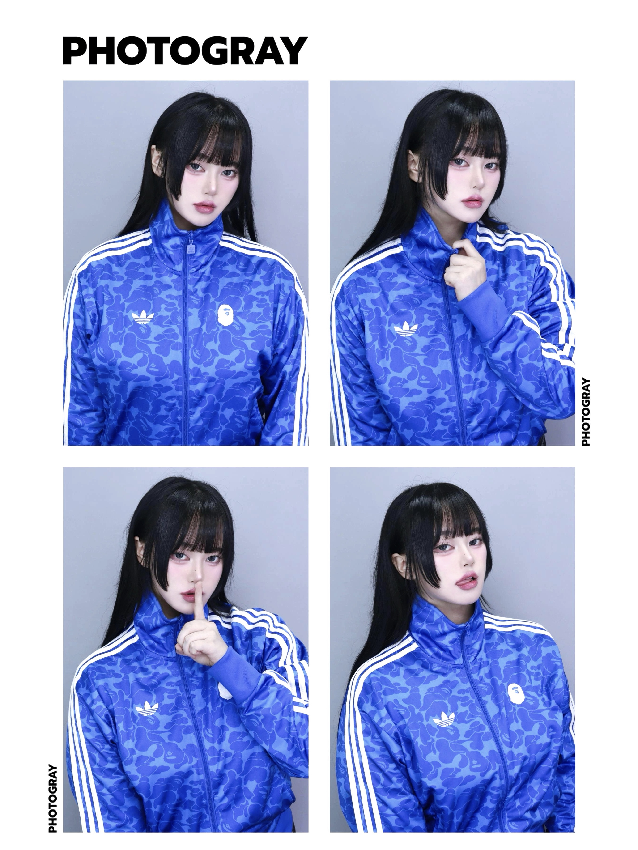 Adidas x BAPE Allover Print Track Top Blue - US Sizing 착용 스타일 - 3