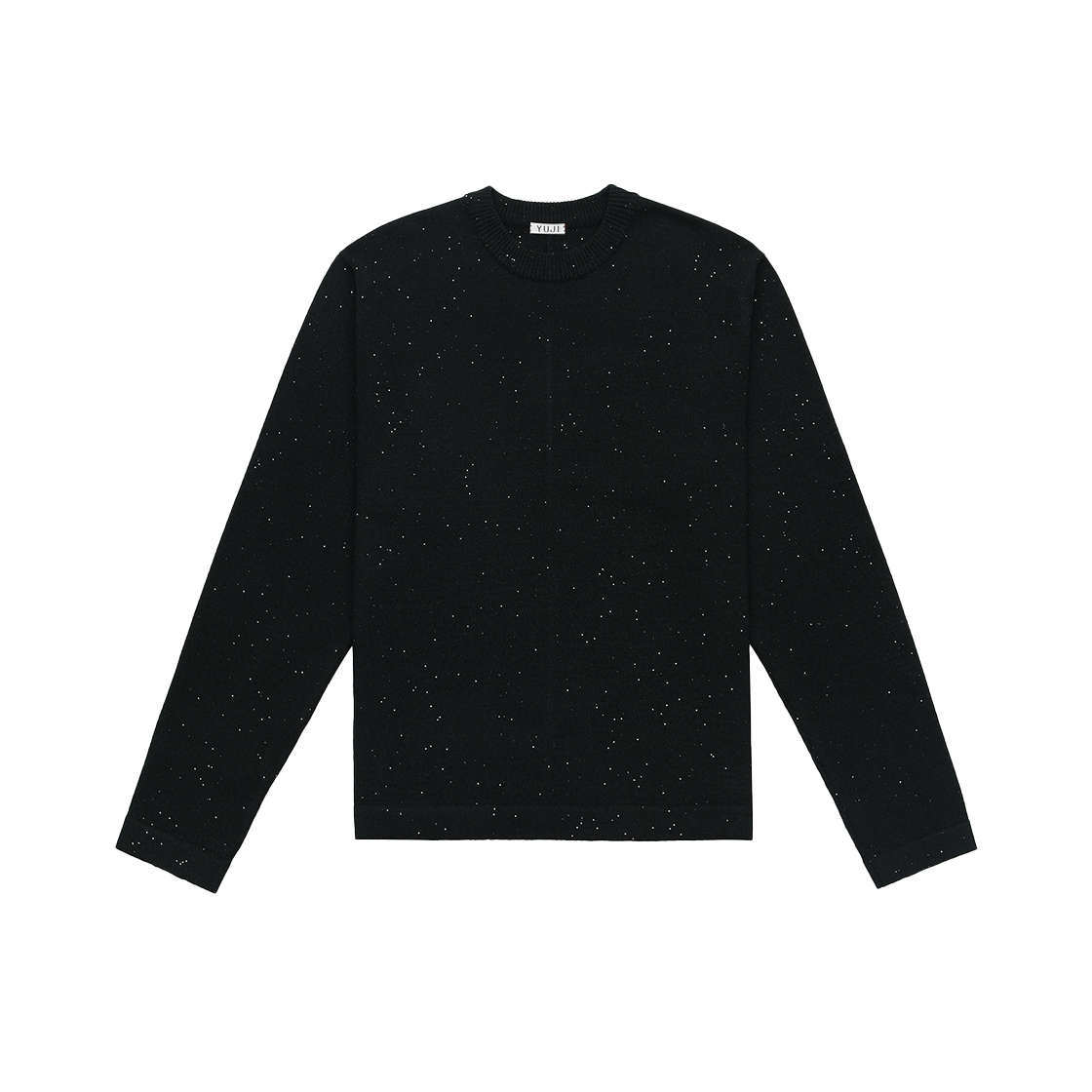 유지 맨즈 미드나잇 스파클 라운드넥 니트 탑 블랙(YUJI Men'S Midnight Sparkle Round Neck Knit Top Black)