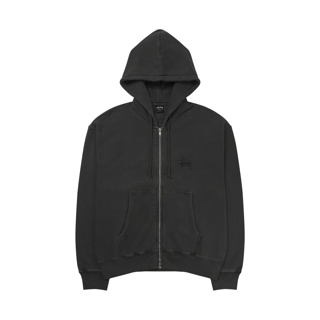 스투시 베이직 피그먼트 다이드 집 후드 블랙(Stussy Basic Pigment Dyed Zip Hoodie Black)