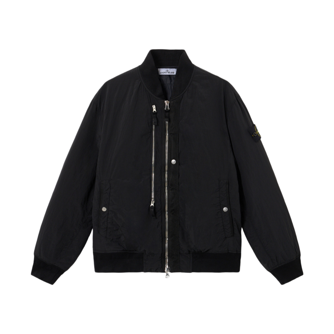 K2S1541000-38S0019-V0029 Stone Island 4100038 Nylon Metal In Econyl Bomber Jacket with Anti-Drop and Zip Pockets Black - 25FW