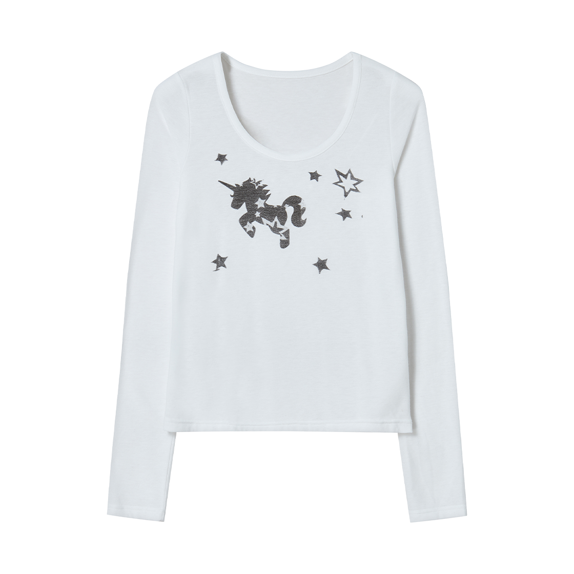 RG_25_FA2_LS_21 Rogin N Rosie Star Unicorn Printed Long Sleeve White