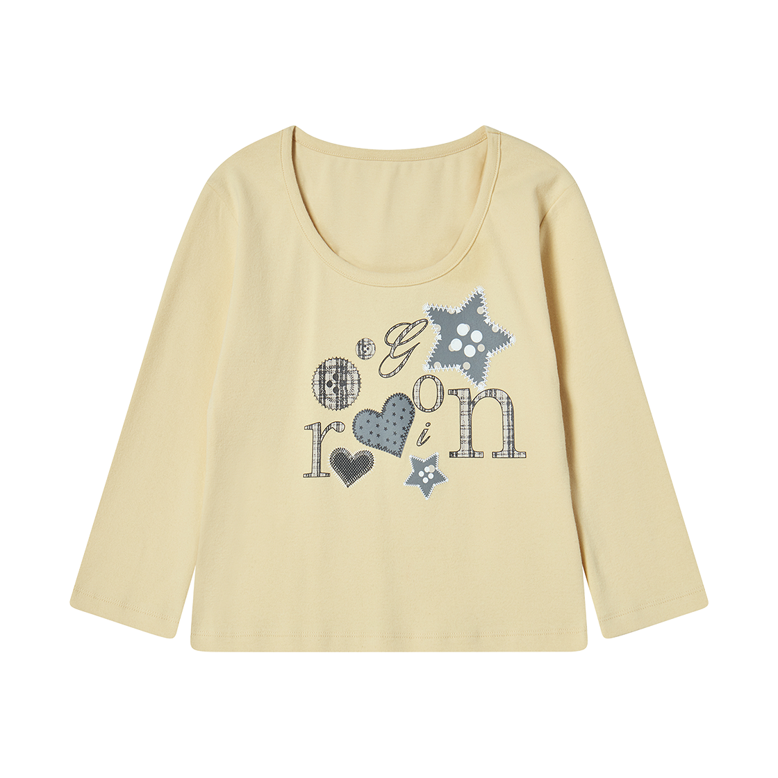 RG_25_FA2_LS_17 Rogin N Rosie Mixed Motif Printed RnR Long Sleeve Lemon