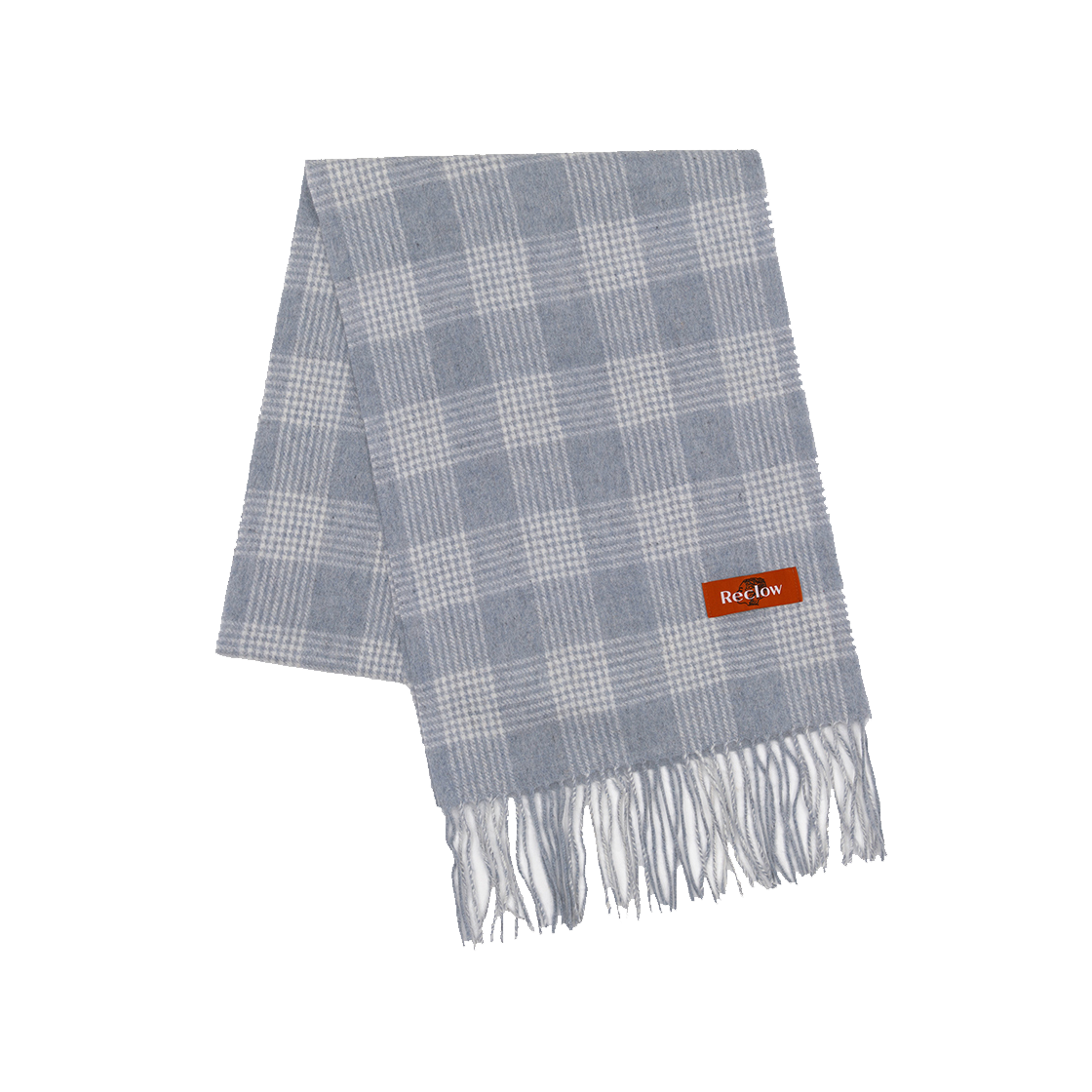 리끌로우 울 100% 체크 머플러  그레이 블루(RECLOW Wool 100% Check Muffler  Gray Blue)