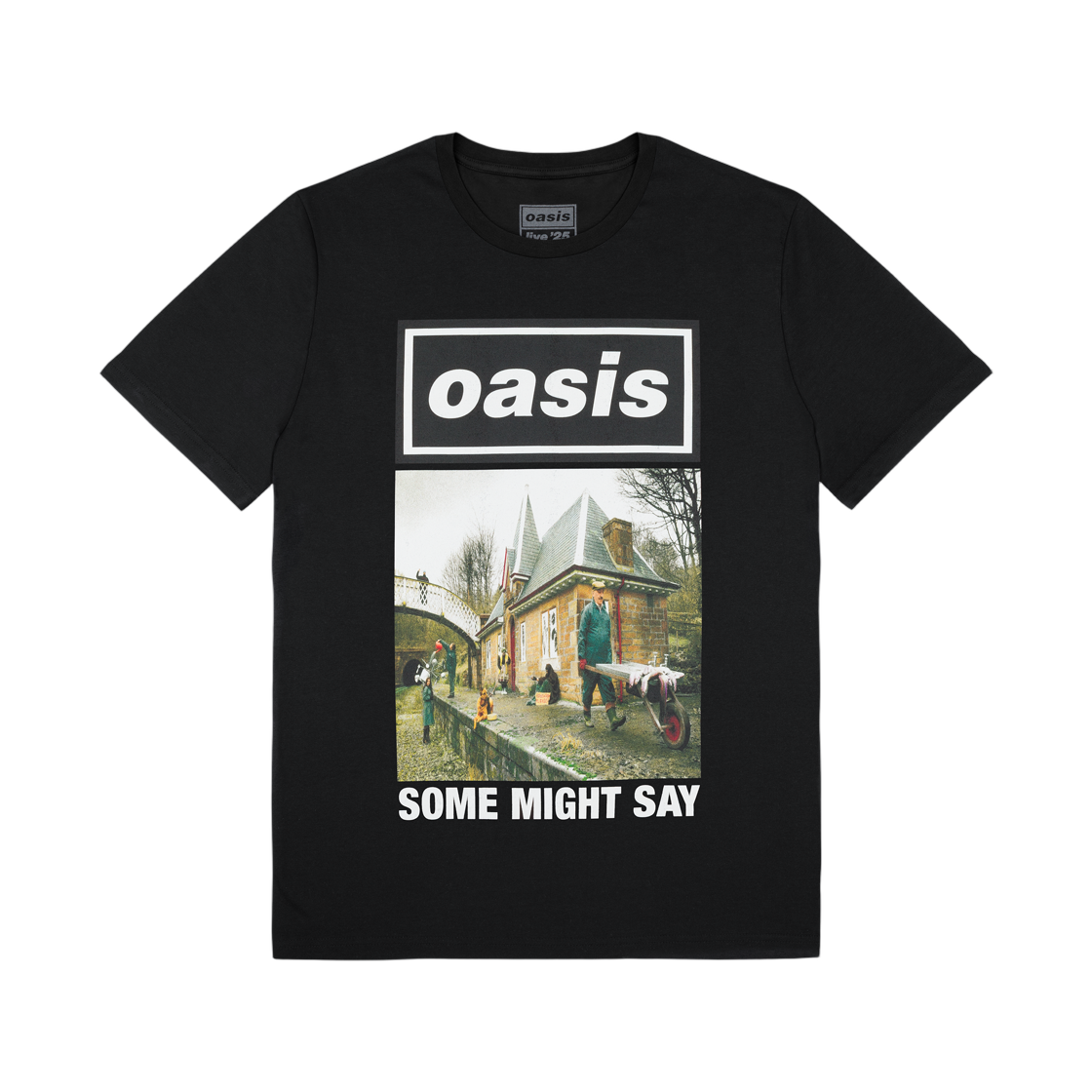 오아시스 라이브 '25 섬 마이트 세이 커버 티셔츠 블랙(Oasis Live '25 Some Might Say Cover T-Shirt Black) - 1