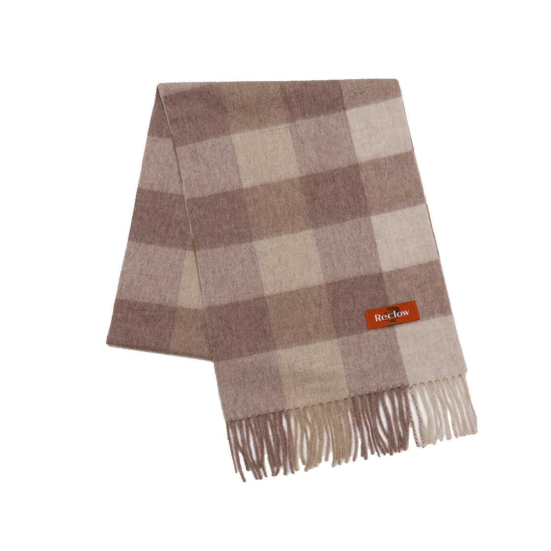 리끌로우 이니 체크 울 100% 머플러 브라운 베이지(RECLOW Eeny Check Wool 100% Muffler Brown Beige) - 1