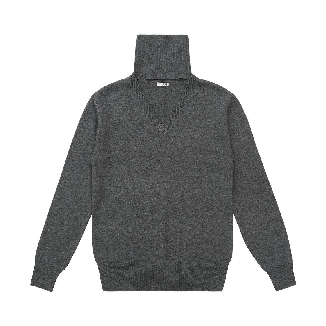 YJ-C02-KT001-W YUJI V-Neck High Knit Top Grey