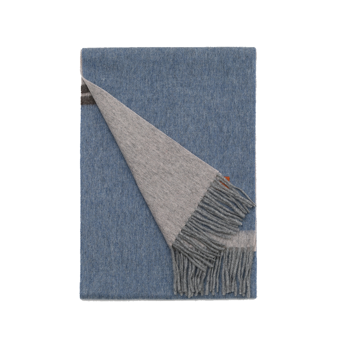 리끌로우 울 100% 배색 머플러 투톤네이비(RECLOW Wool 100% Color Block Muffler  TwoTone Navy) - 2