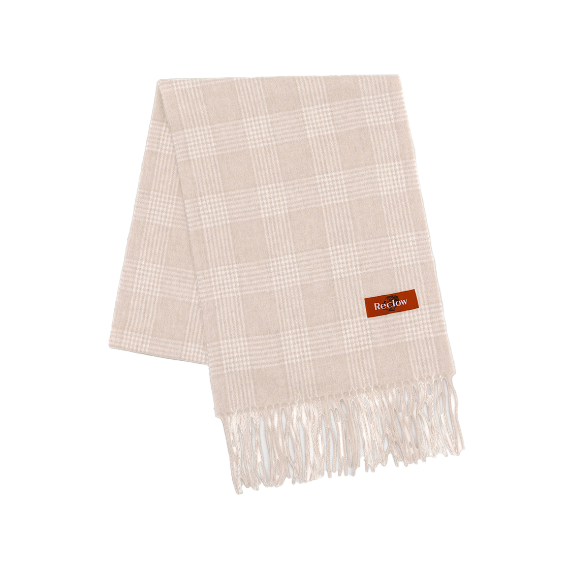 리끌로우 울 100% 체크 머플러 오트밀(RECLOW Wool 100% Check Muffler Oatmeal) - 1