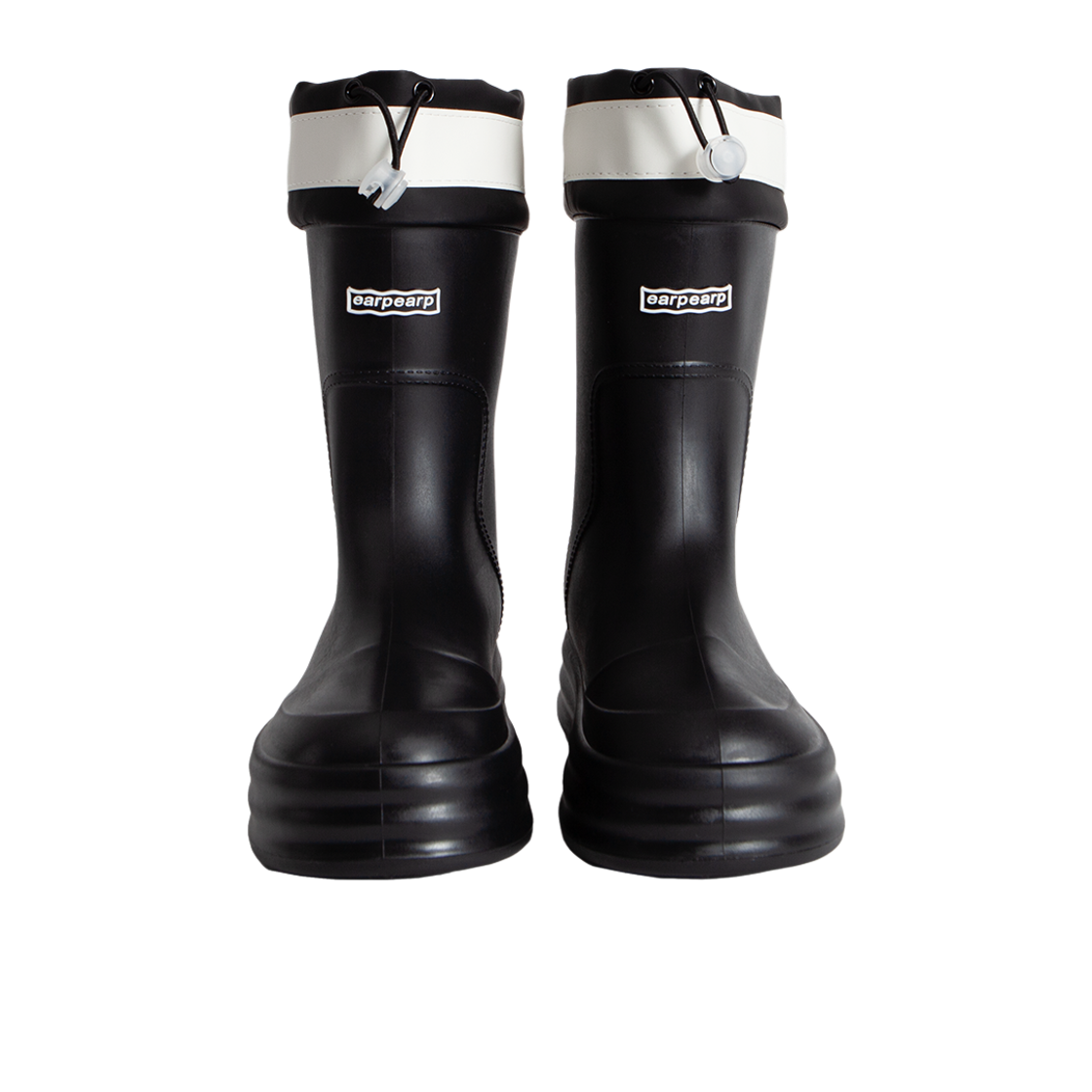 어프어프 시어 스트링 레인 부츠 미들 블랙(earpearp Sheer String Rain Boots Middle Black)