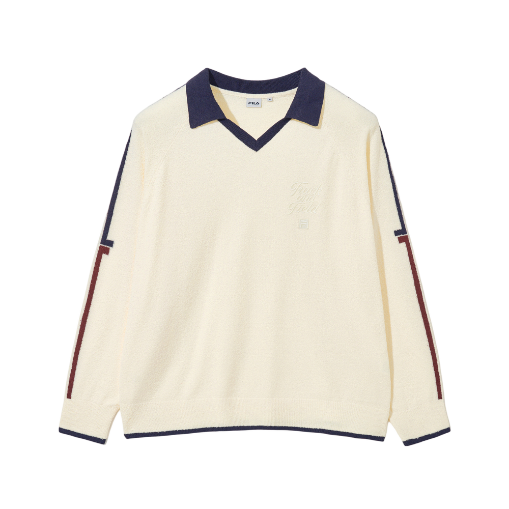 1100FS253ST01X001150 [6% 적립] FILA Collar Boucle Oversized Sweater Cream