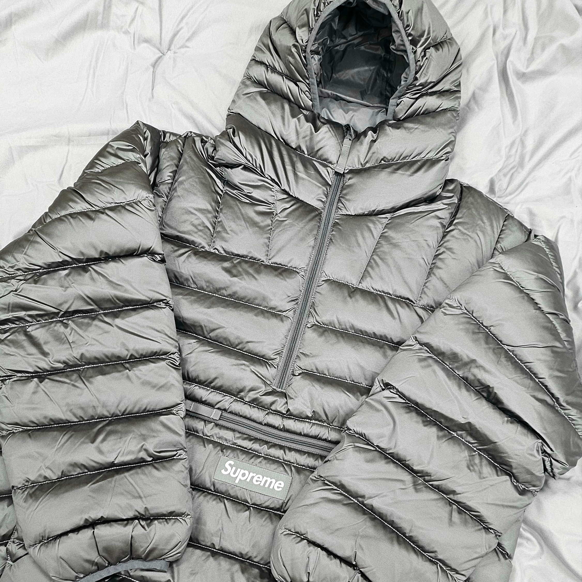 Supreme Micro Down Half Zip Hooded Pullover Silver - 25FW 착용 스타일 - 2
