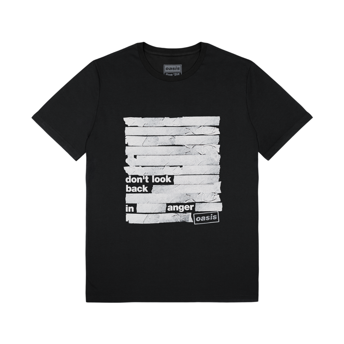 오아시스 라이브 '25 돈 룩 백 인 앵거 테이프 티셔츠 블랙(Oasis Live '25 Don't Look Back In Anger Tape T-Shirt Black) - 1