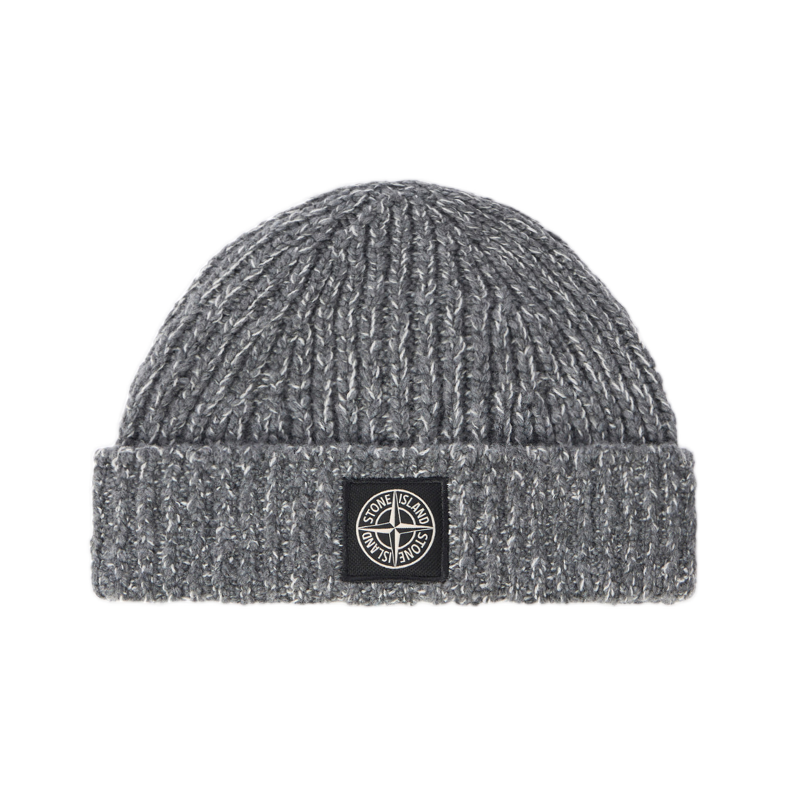 K2S15N1000-14S00N1-V0M6B Stone Island N100014 Fancy Yarn Mouliné Wool Beanie with Compass Patch and Mouliné Texture Cement Melange - 25FW