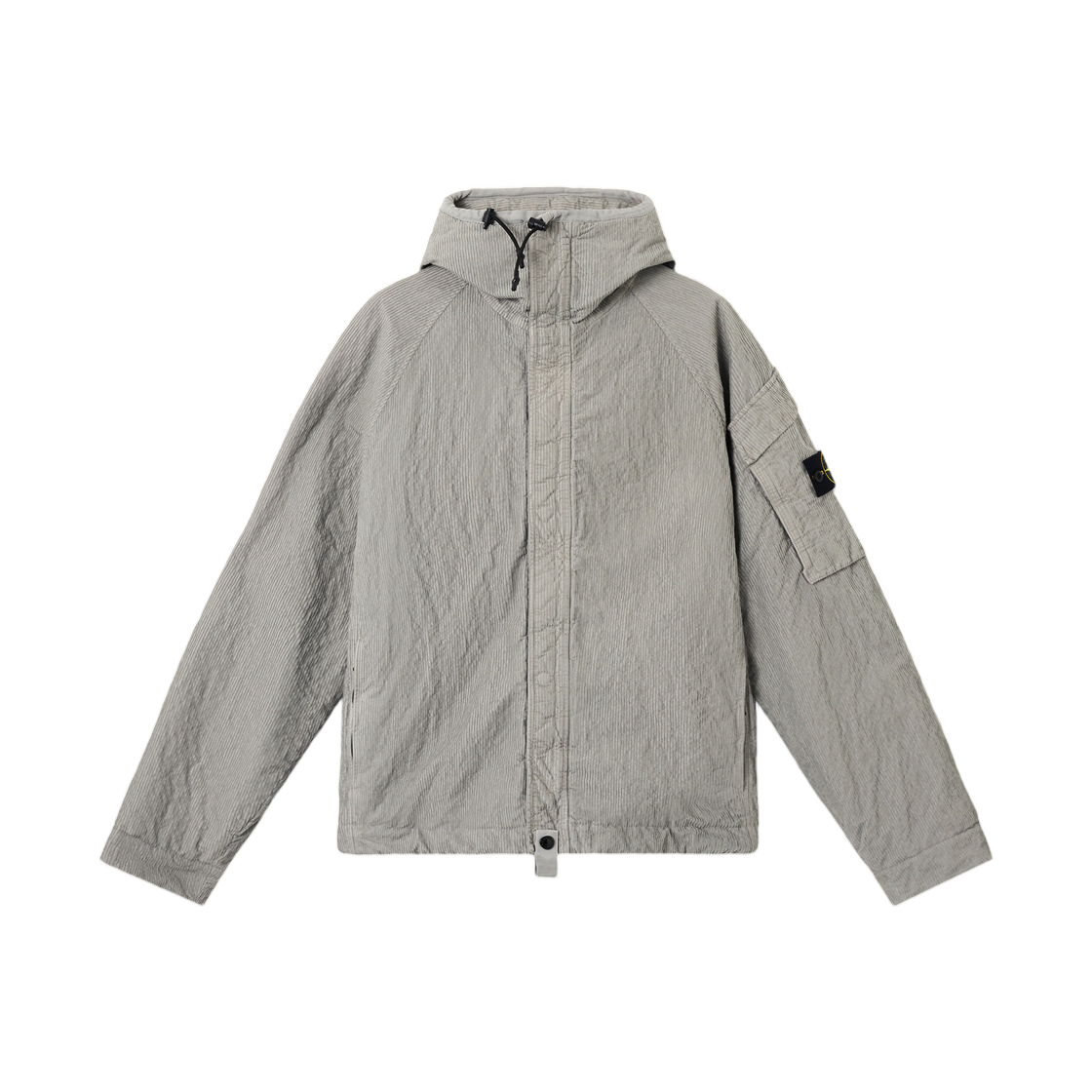 K2S1541000-56S0229-V0061 Stone Island 4100056 Wrinkled Corduroy 500-TC Hooded Jacket with Anti-Drop and Internal Padding Pearl Grey - 25FW